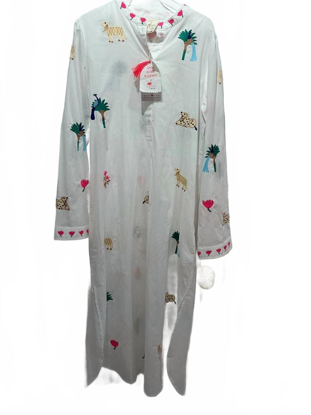 NEW NIMO WITH LOVE women's cedar jungle kaftan in white multi